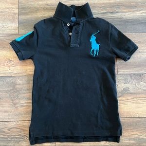 {preloved} Boy’s Black Big Horse Ralph Lauren S/S Polo